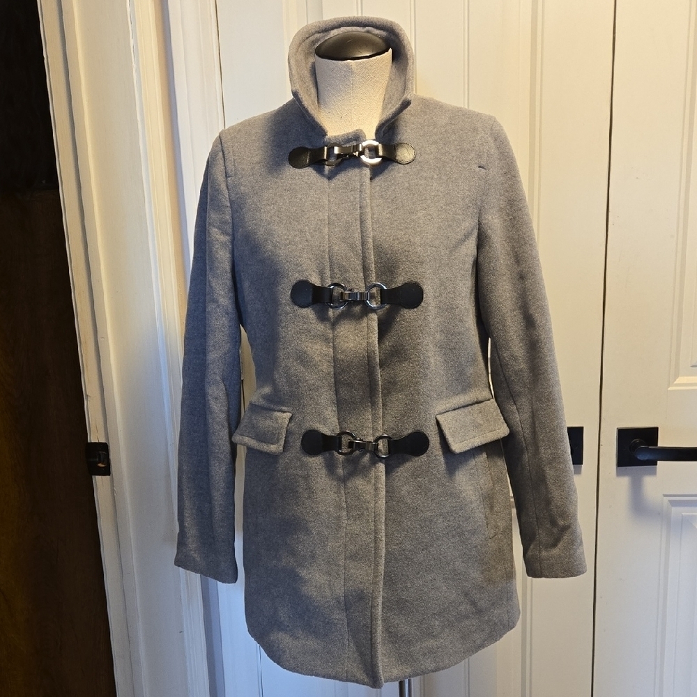 3M Thinsulate Wool Talbots 10 Petite Women's Light Gray Toggle Coat